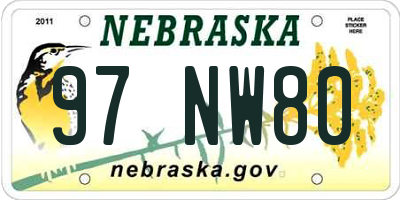 NE license plate 97NW80