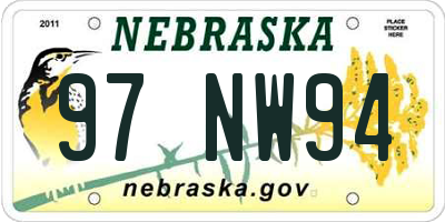 NE license plate 97NW94