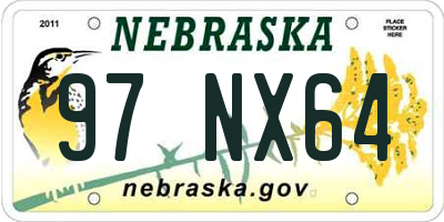 NE license plate 97NX64