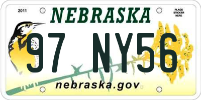NE license plate 97NY56