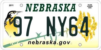 NE license plate 97NY64