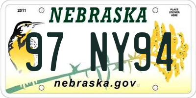 NE license plate 97NY94