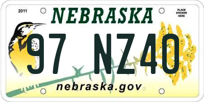 NE license plate 97NZ40