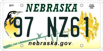 NE license plate 97NZ61