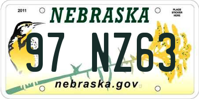NE license plate 97NZ63