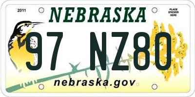 NE license plate 97NZ80