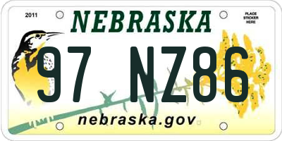 NE license plate 97NZ86