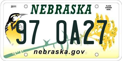 NE license plate 97OA27