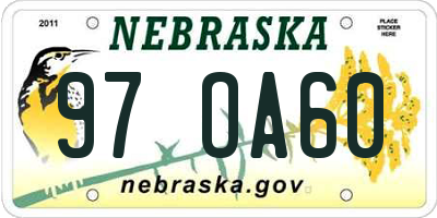 NE license plate 97OA60