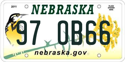 NE license plate 97OB66