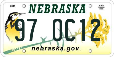 NE license plate 97OC12