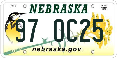 NE license plate 97OC25