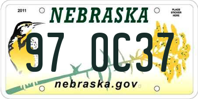 NE license plate 97OC37