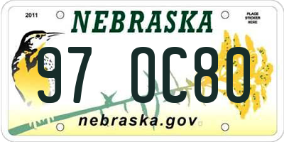 NE license plate 97OC80