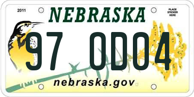NE license plate 97OD04