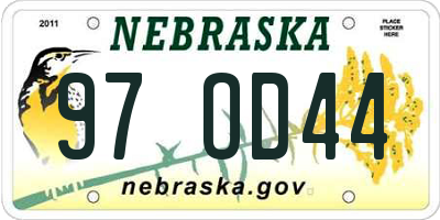NE license plate 97OD44