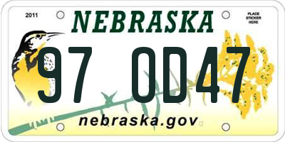 NE license plate 97OD47