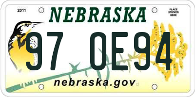NE license plate 97OE94