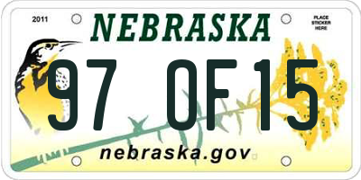 NE license plate 97OF15