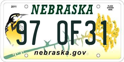 NE license plate 97OF31