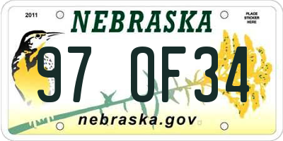 NE license plate 97OF34