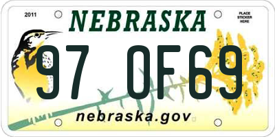 NE license plate 97OF69