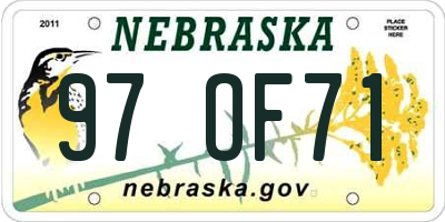 NE license plate 97OF71