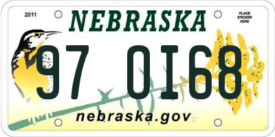 NE license plate 97OI68