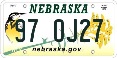 NE license plate 97OJ27