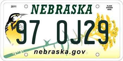 NE license plate 97OJ29