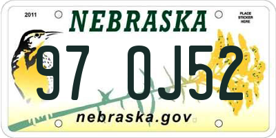 NE license plate 97OJ52