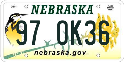 NE license plate 97OK36