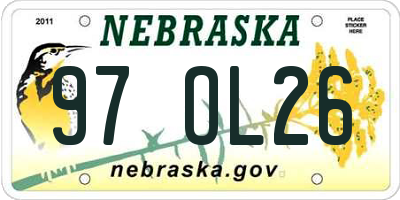 NE license plate 97OL26