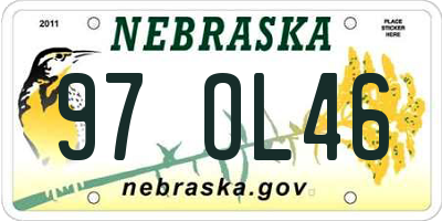 NE license plate 97OL46
