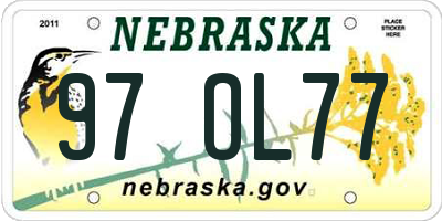 NE license plate 97OL77