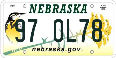 NE license plate 97OL78