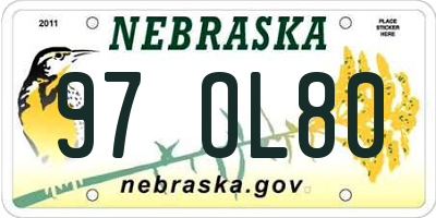 NE license plate 97OL80