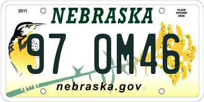 NE license plate 97OM46