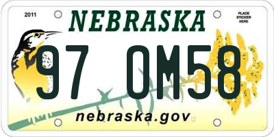 NE license plate 97OM58