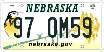 NE license plate 97OM59