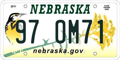 NE license plate 97OM71