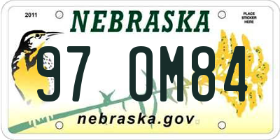 NE license plate 97OM84