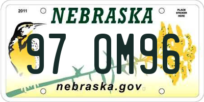 NE license plate 97OM96