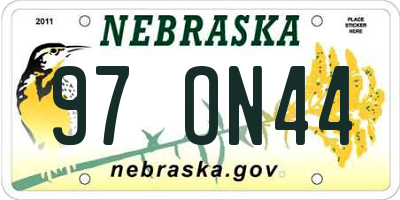 NE license plate 97ON44