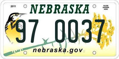 NE license plate 97OO37