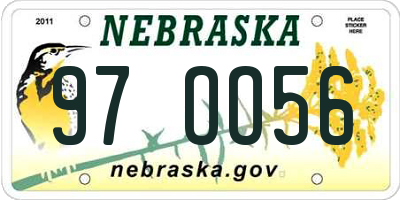 NE license plate 97OO56