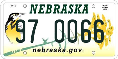 NE license plate 97OO66