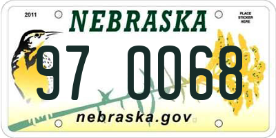 NE license plate 97OO68