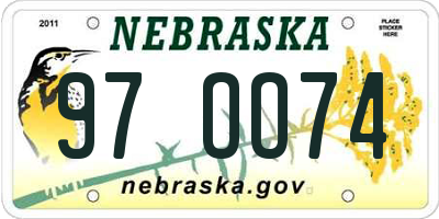 NE license plate 97OO74