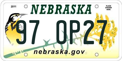 NE license plate 97OP27